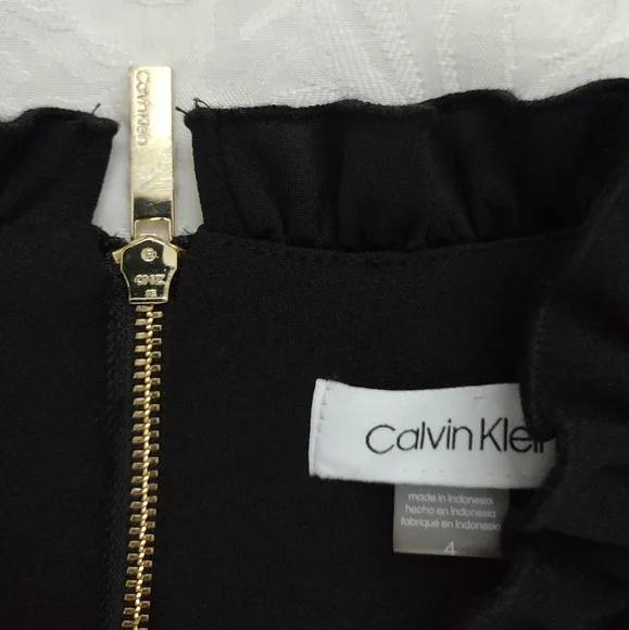 Calvin Klein ruffled v-neck belted wide leg jumpsuit
